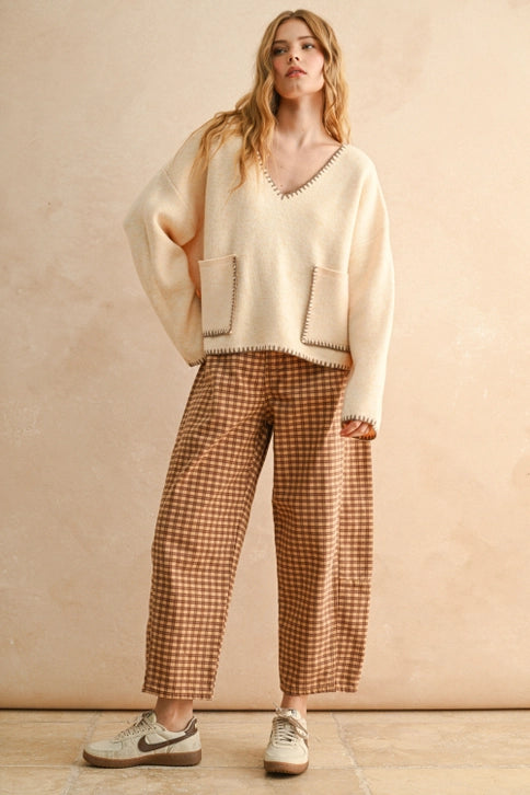 MINI CHECKER BARREL PANTS