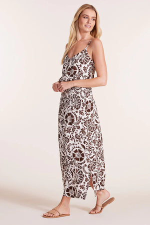 SMOCKED WAIST MIDI DRESS