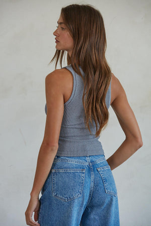 TWO TONE V NECK TANK