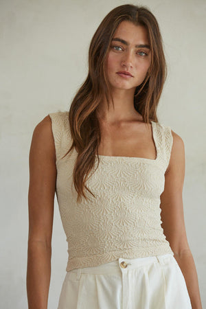 JACQUARD SQUARE NECK TANK
