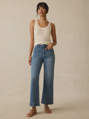 STRETCH TERRY PATCH POCKET ANKLE PANT