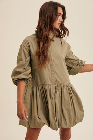 BUTTON DOWN COLLARED DRESS