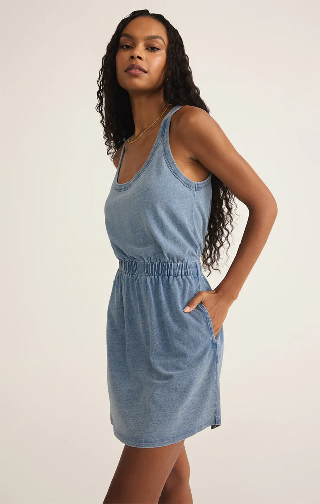 KEEGAN KNIT DENIM MINI DRESS