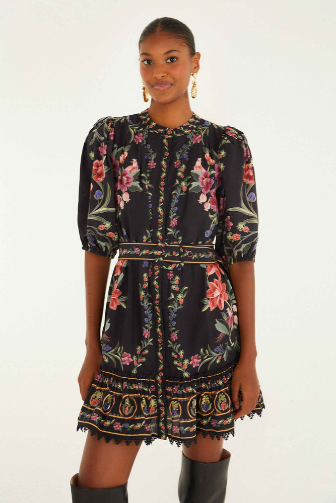BELLE GARDEN BLACK MINI DRESS