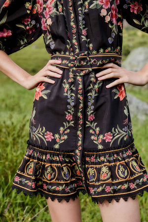 BELLE GARDEN BLACK MINI DRESS