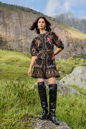BELLE GARDEN BLACK MINI DRESS