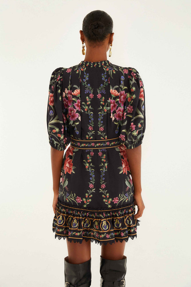BELLE GARDEN BLACK MINI DRESS