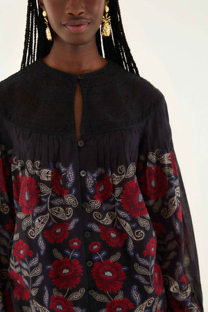 VALENTINA BLACK LONG SLEEVE BLOUSE