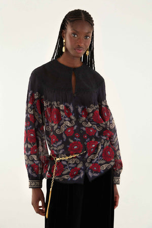 VALENTINA BLACK LONG SLEEVE BLOUSE
