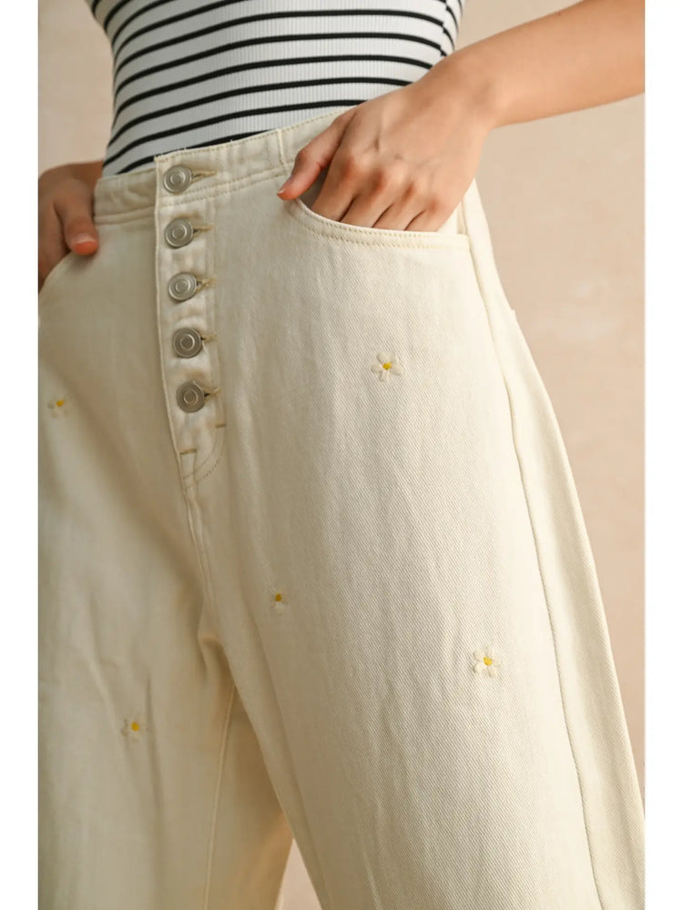FLOWER EMB PANTS