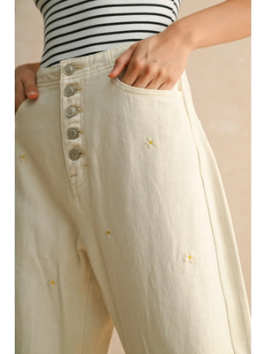 FLOWER EMB PANTS