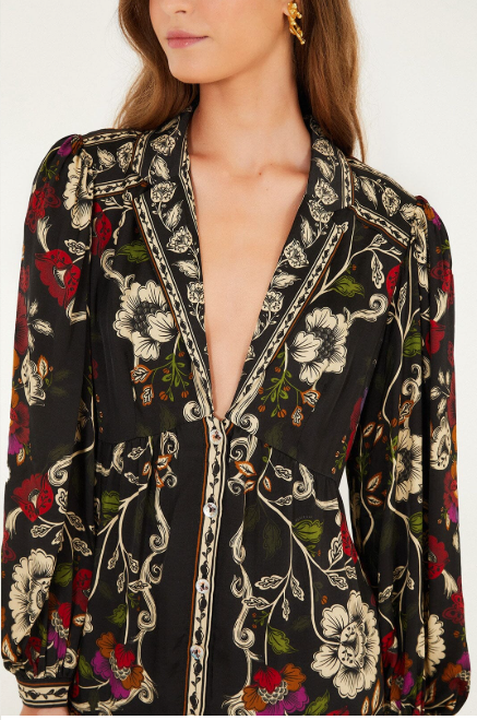 ROCOCO FLOWERS BLACK MINI DRESS