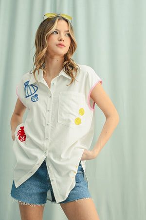 EMB BUTTON UP TUNIC