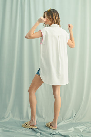 EMB BUTTON UP TUNIC