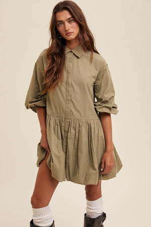 BUTTON DOWN COLLARED DRESS