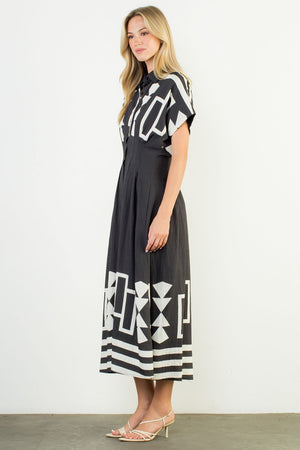 GEO PRINT MIDI DRESS