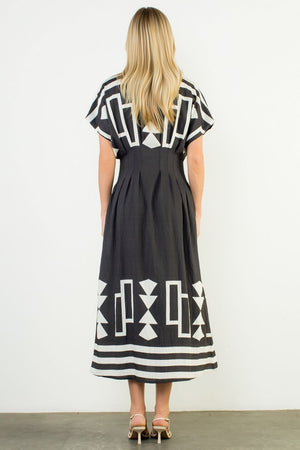 GEO PRINT MIDI DRESS