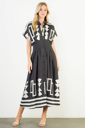 GEO PRINT MIDI DRESS