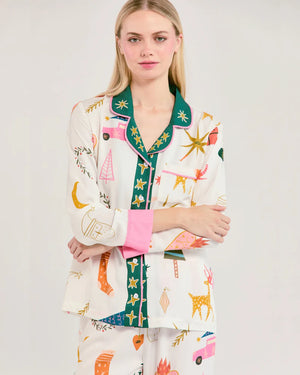 MOD HOLIDAY LOG SLEEVE PAJAMA PANTS SET