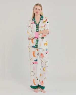 MOD HOLIDAY LOG SLEEVE PAJAMA PANTS SET